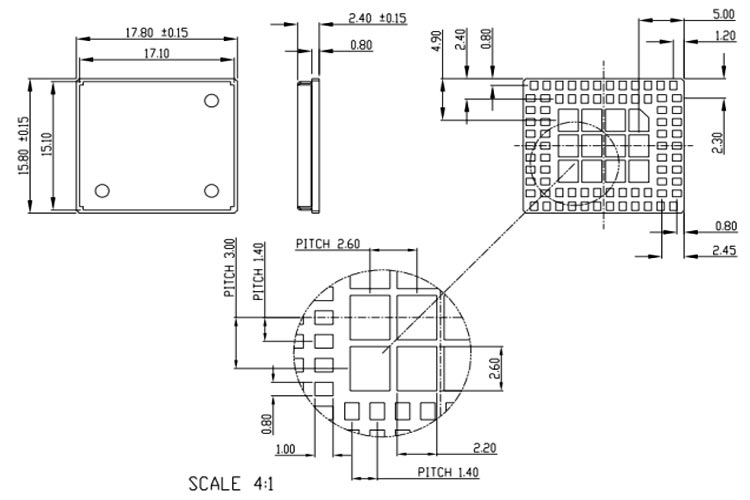 SIM800L GSM模块尺寸
